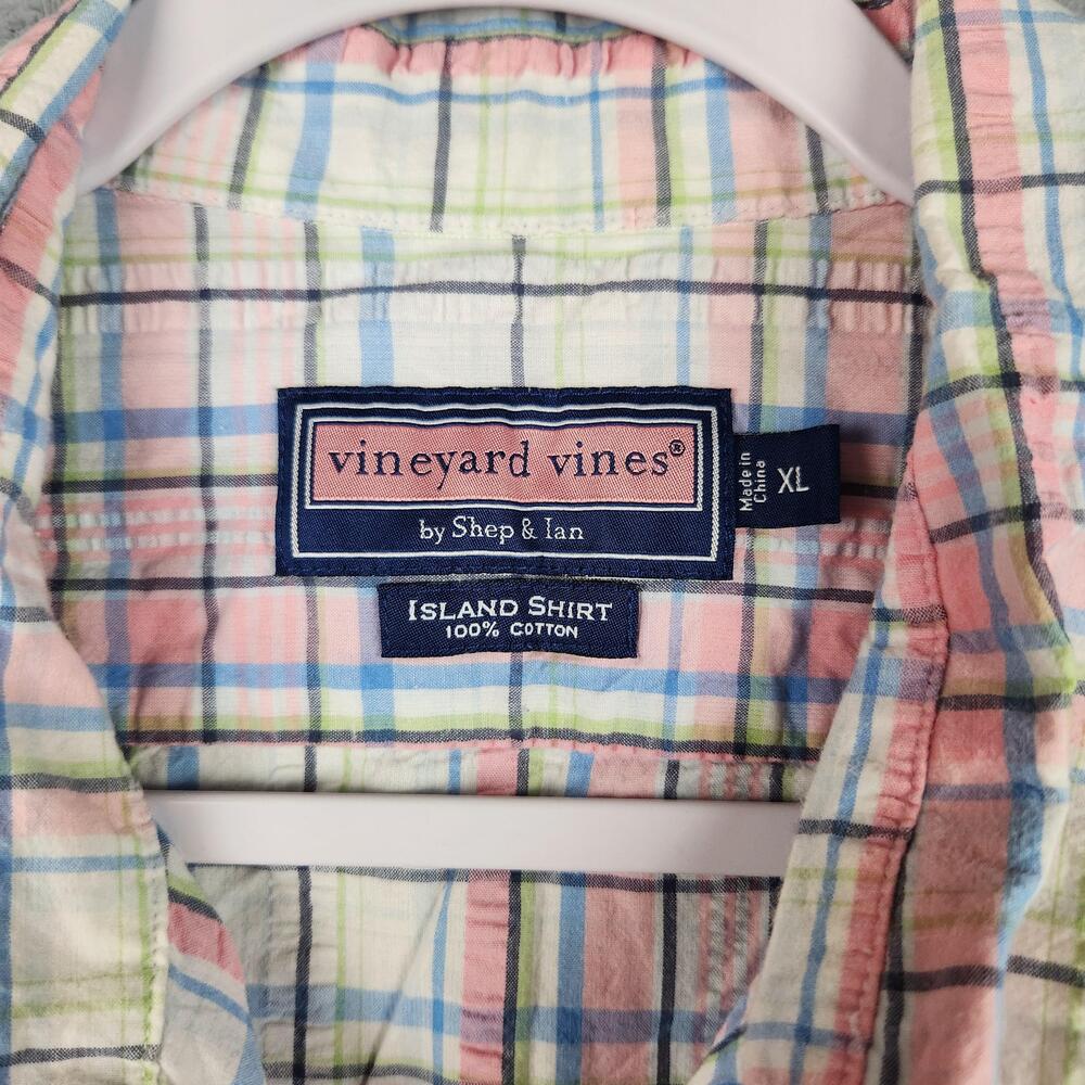 Vineyard Vines Island Shirt Mens XL Multicolor Plaid Cotton Button Pocket Casual